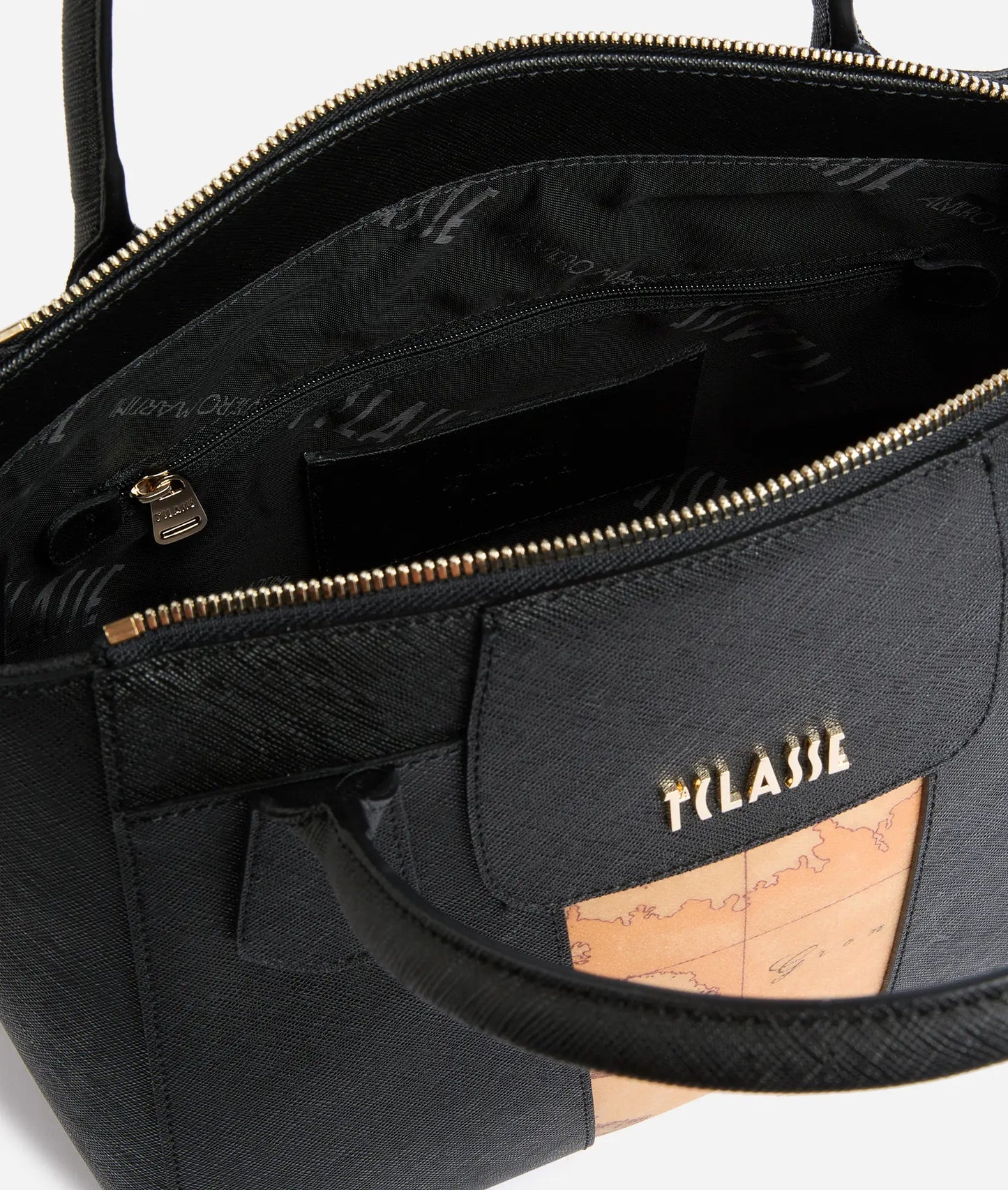 Borsa a mano grande con tracolla in tessuto goffrato nero - Windy City - Alviero Martini Prima Classe