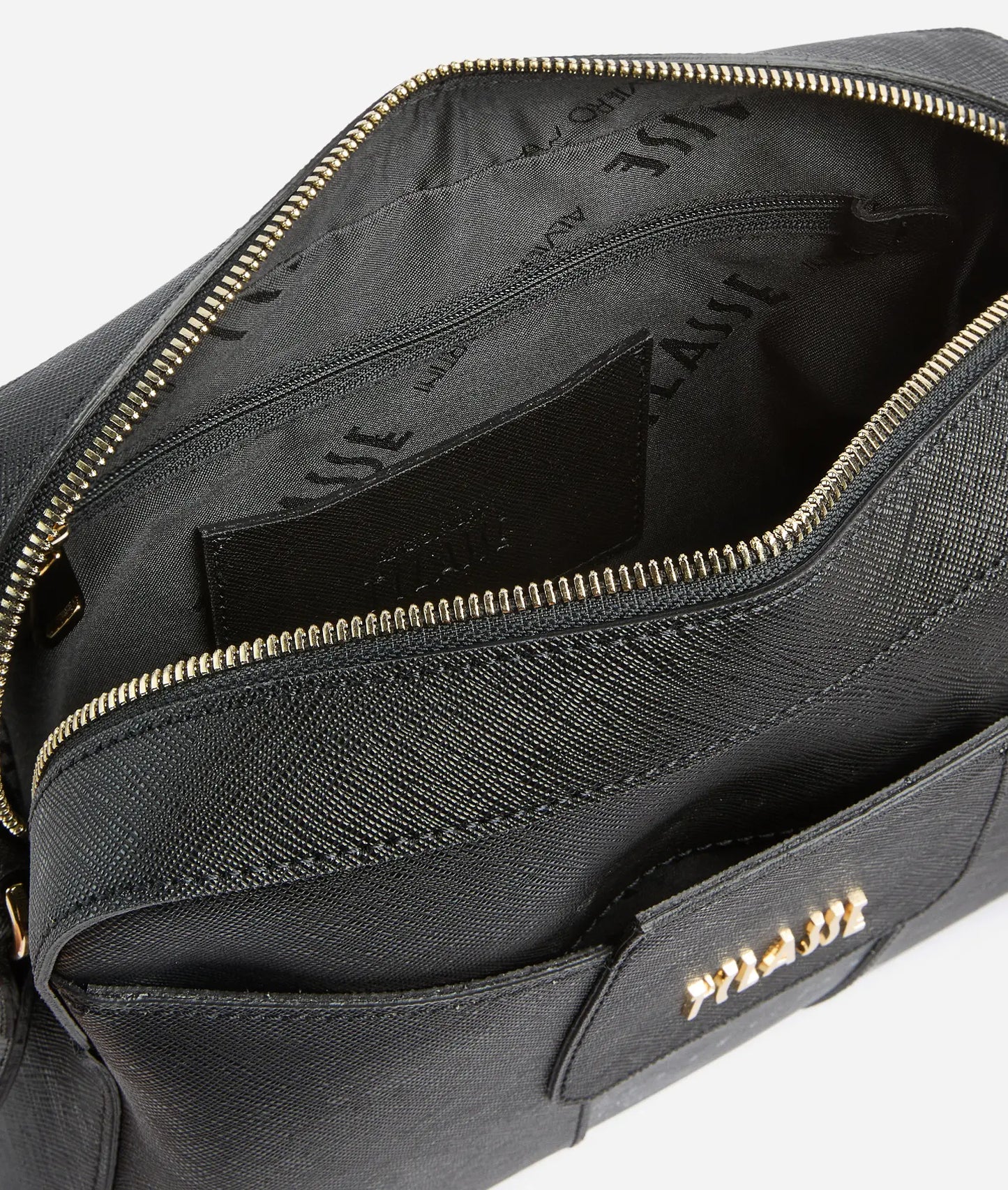 Borsa a tracolla reporter in tessuto goffrato Nero con inserto Geo Night - Windy City - Alviero Martini Prima Classe