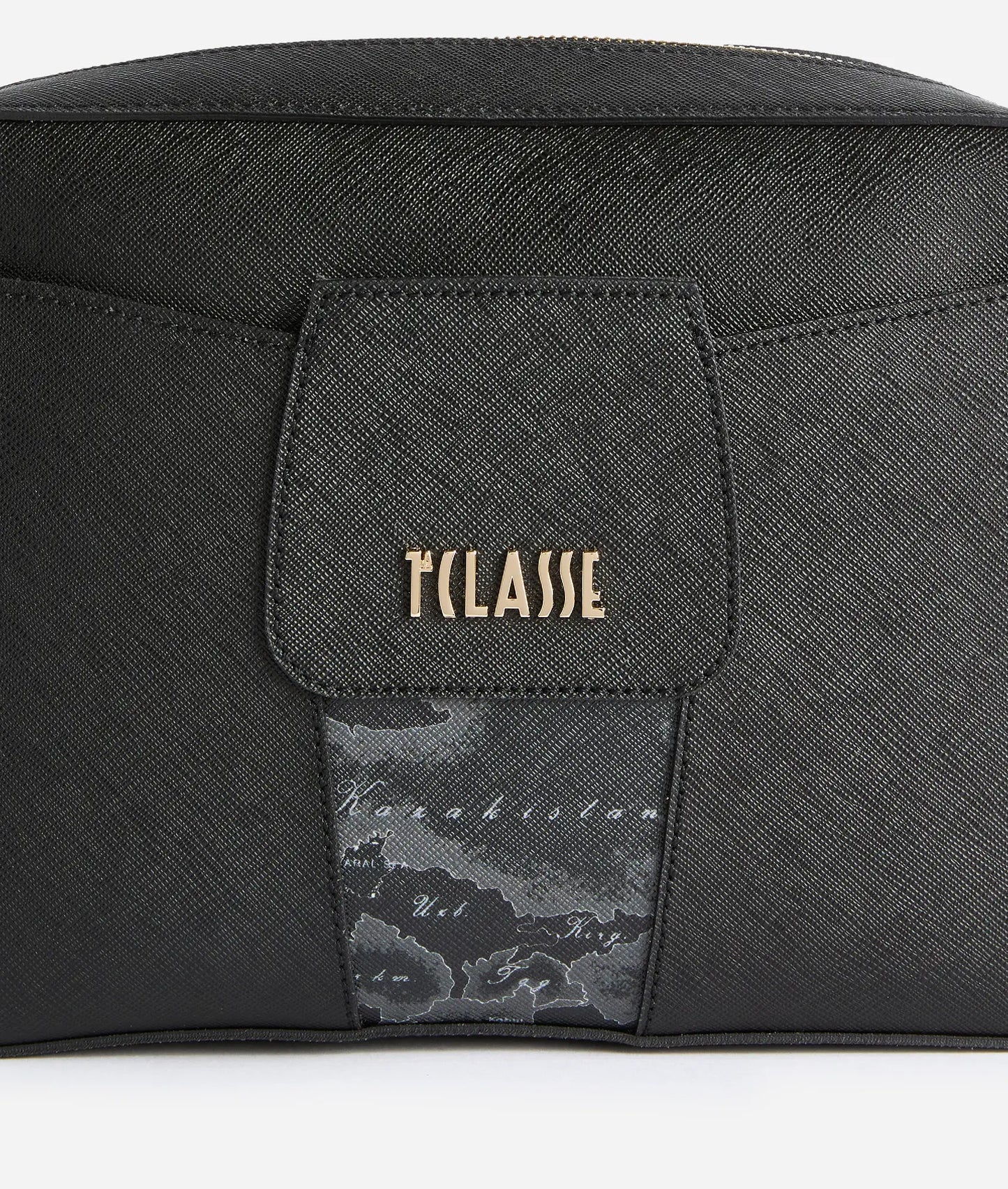 Borsa a tracolla reporter in tessuto goffrato Nero con inserto Geo Night - Windy City - Alviero Martini Prima Classe