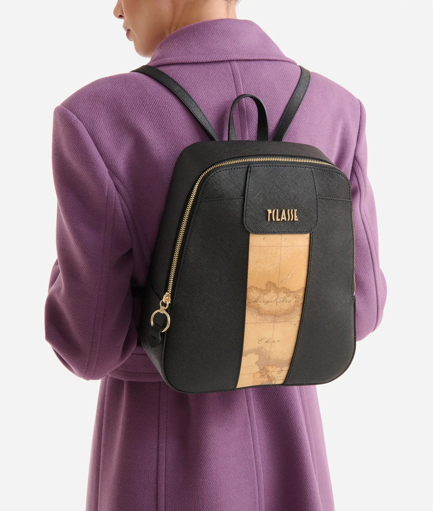 Zaino donna medio in tessuto goffrato nero - Windy City - Alviero Martini Prima classe