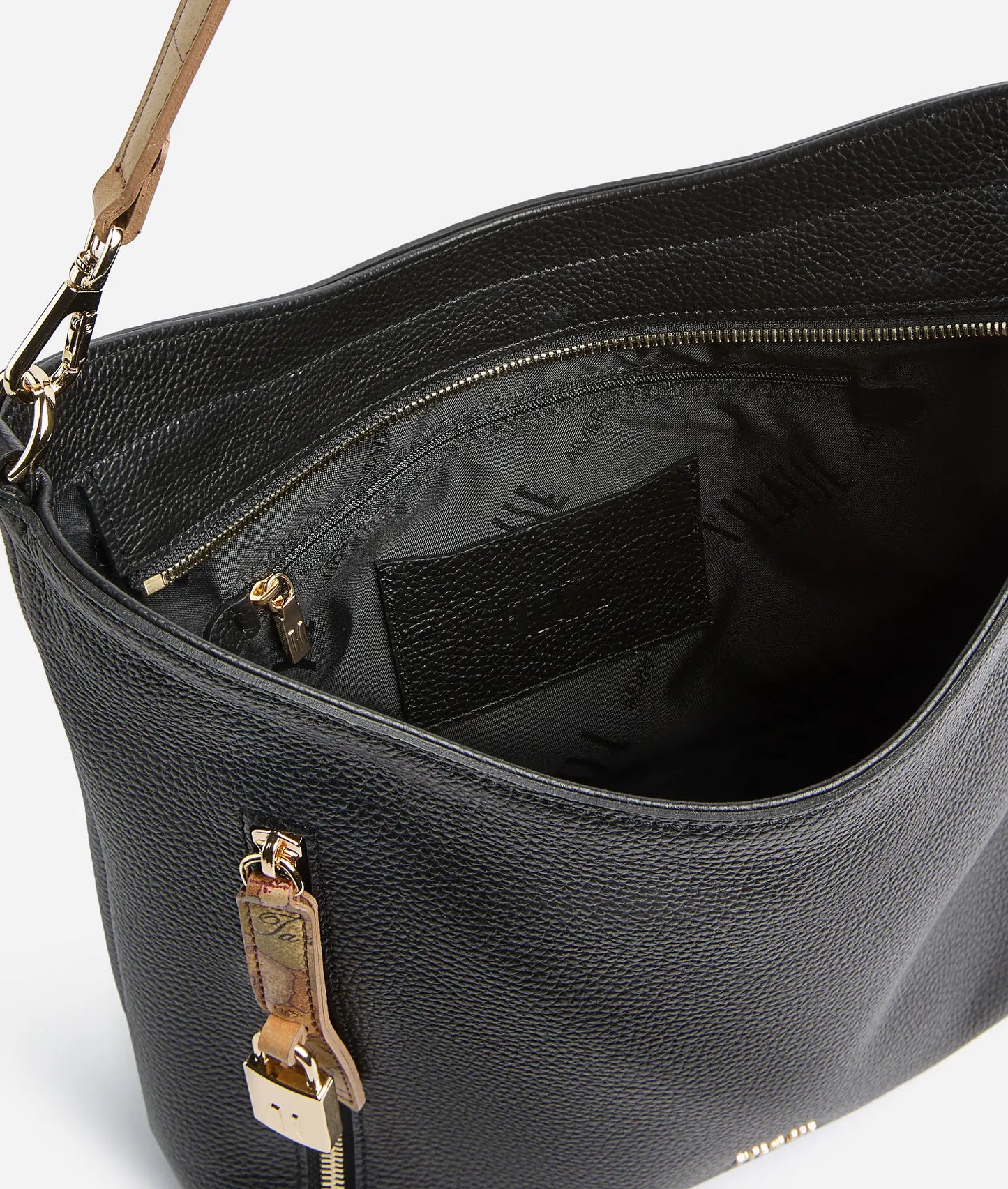 Borsa donna a sacca in pelle nera - Mysteru Bag - Alviero Martini Prima Classe