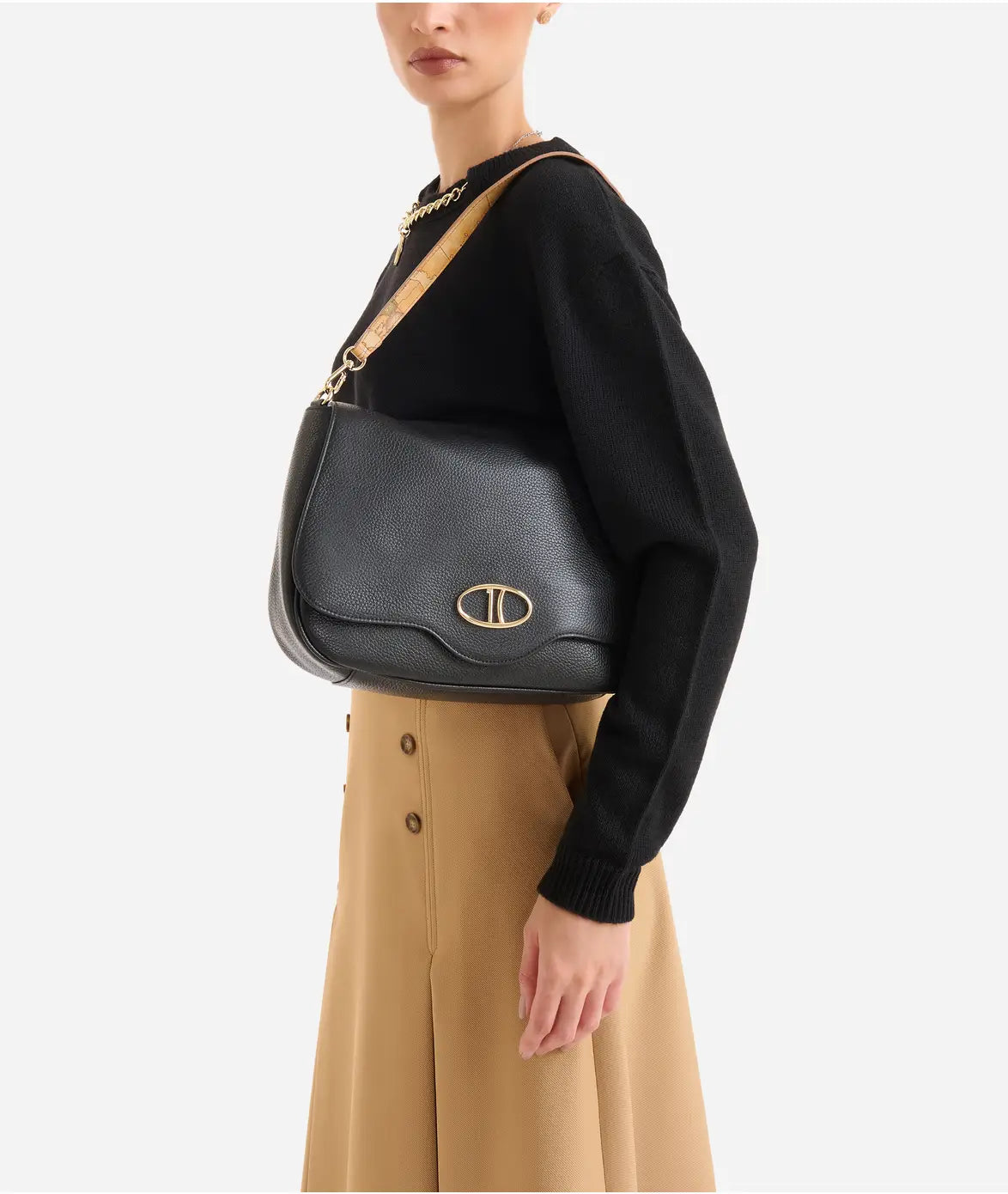 Borsa a tracolla grande in pelle granata - Brave - Alviero Martini Prima Classe