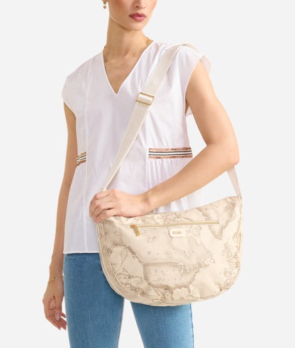 Tracolla a mezzaluna Grande in tessuto soft Rafia Geo Safari Soft Petals -Alviero Martini Prima Classe