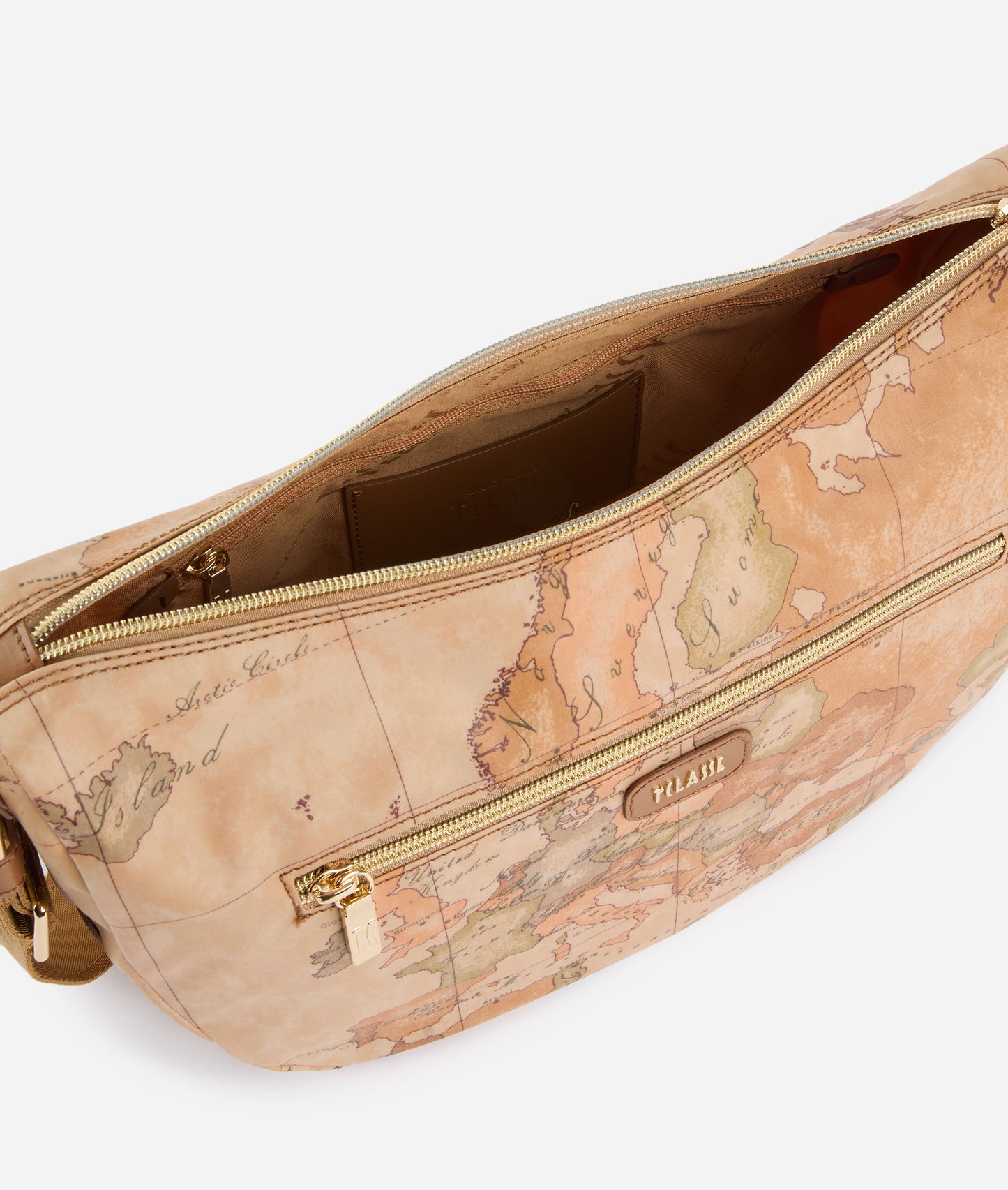 Tracolla a mezzaluna media in tessuto soft Cuoio Geo Classic Soft Petals -Alviero Martini Prima Classe