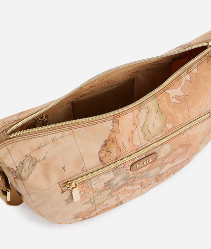 Tracolla a mezzaluna media in tessuto soft Cuoio Geo Classic Soft Petals -Alviero Martini Prima Classe