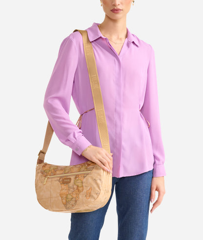 Tracolla a mezzaluna Grande in tessuto soft Cuoio Geo Classic Soft Petals - Alviero Martini Prima Classe