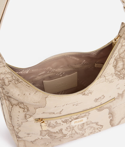 Borsa sottospalla in tessuto soft stampa Geo Safari Rafia - Soft Petals - Alviero Martini Prima Classe