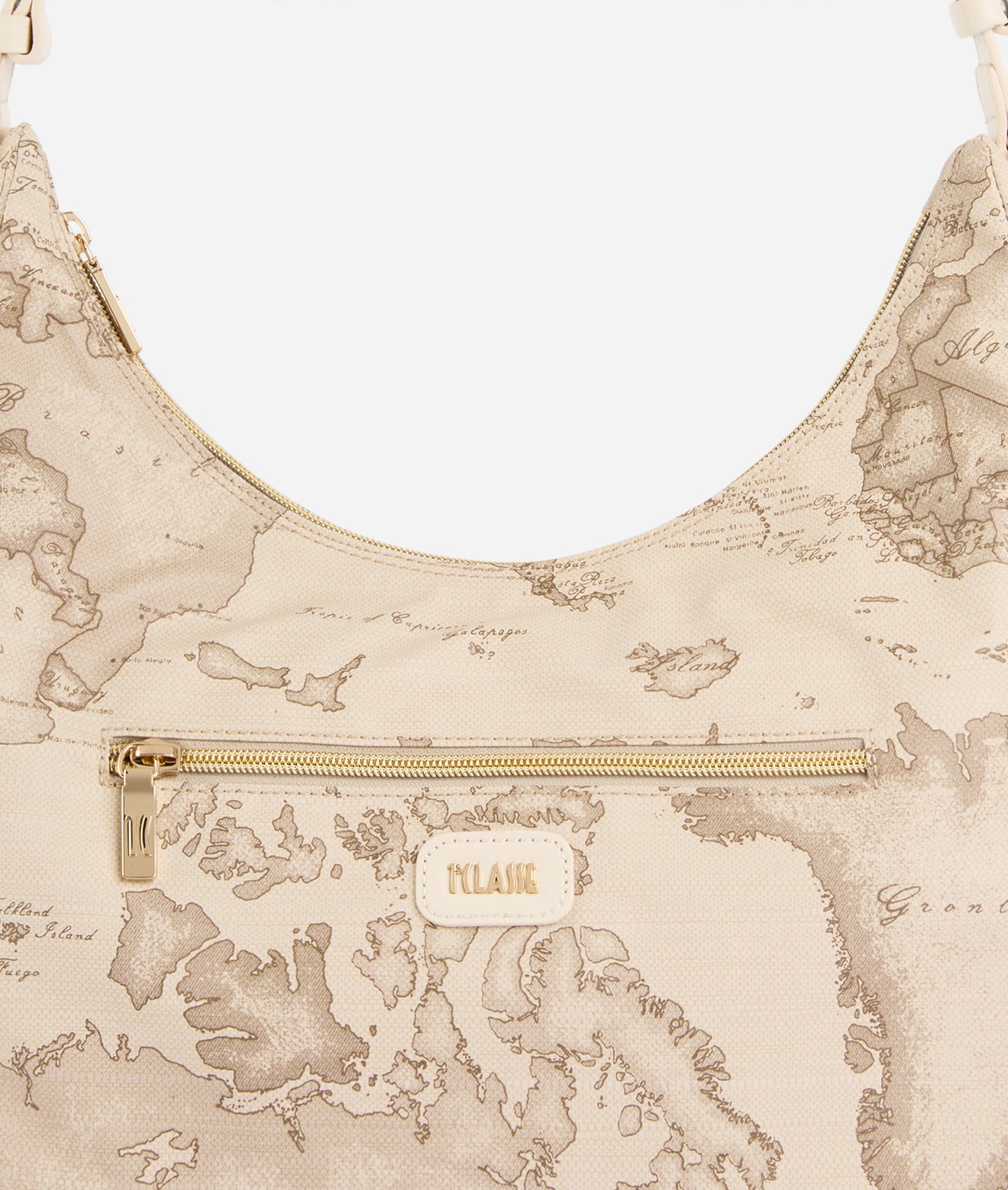 Borsa sottospalla in tessuto soft stampa Geo Safari Rafia - Soft Petals - Alviero Martini Prima Classe