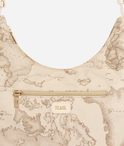 Borsa sottospalla in tessuto soft stampa Geo Safari Rafia - Soft Petals - Alviero Martini Prima Classe