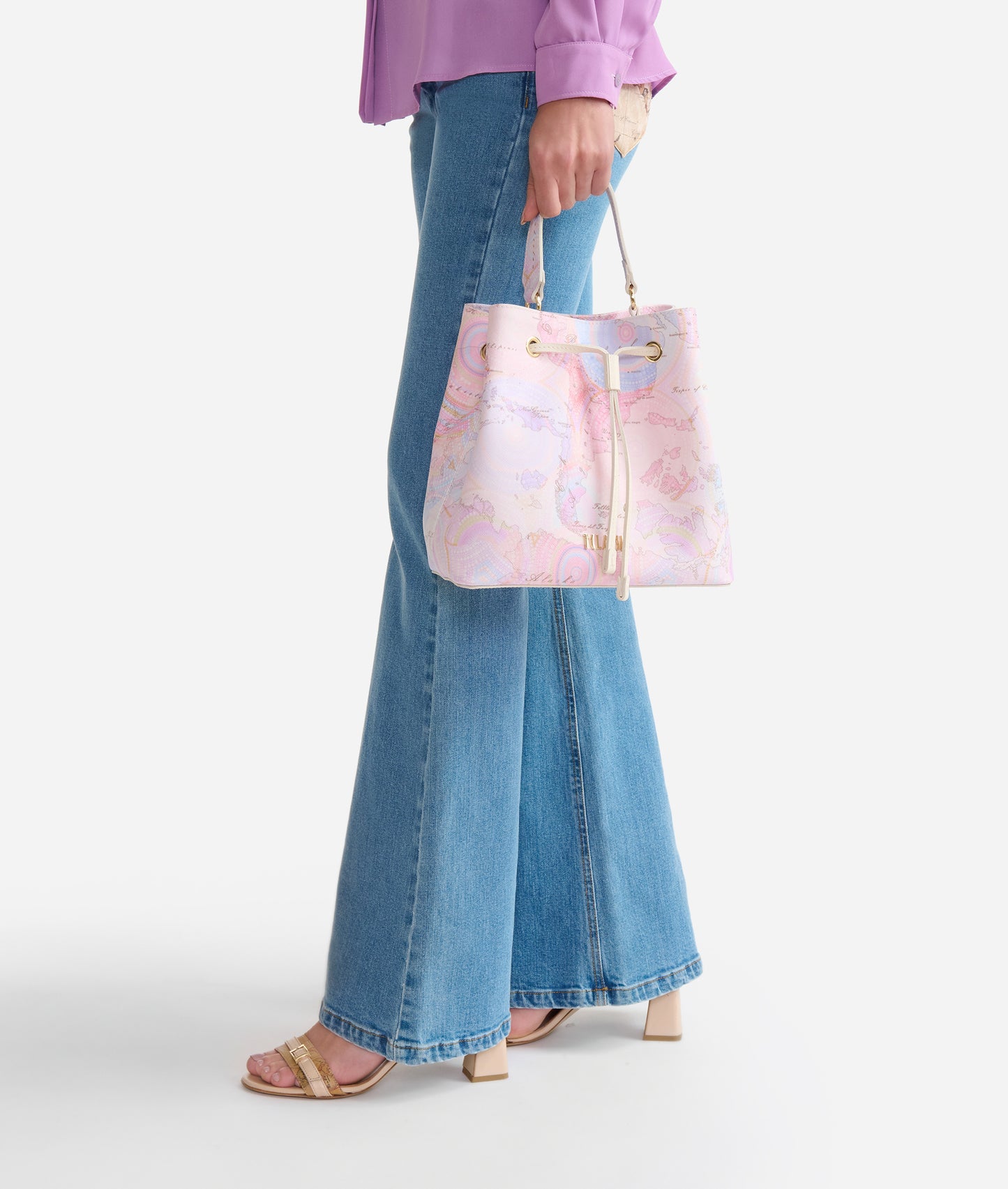 Borsa secchiello Geo Dots Art in tessuto goffrato- Alviero Martini Prima Classe