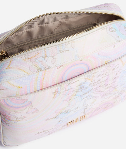 Tracolla reporter in tessuto goffrato stampa Geo Dots Art Alviero Martini Prima Classe