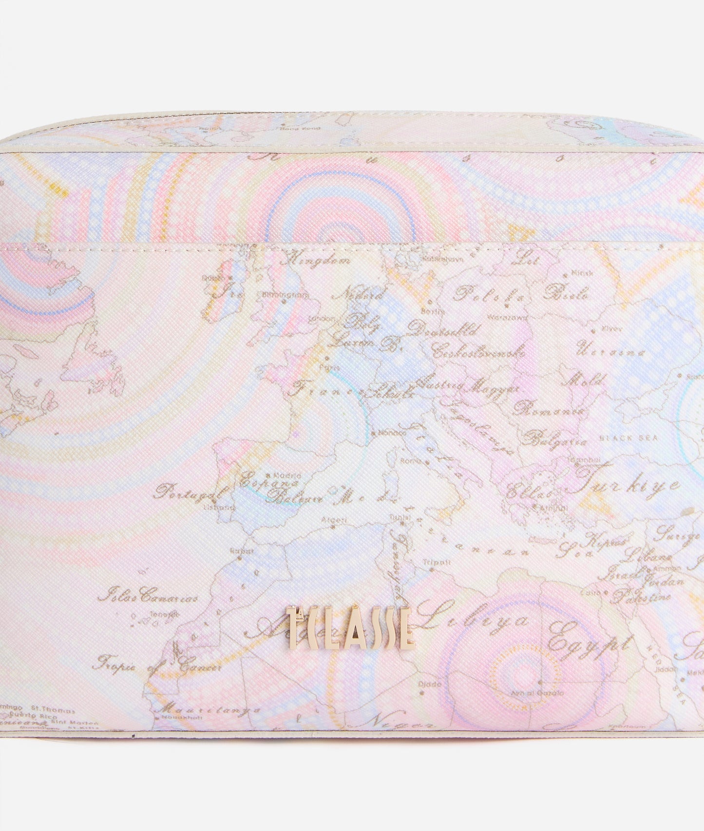 Tracolla reporter in tessuto goffrato stampa Geo Dots Art Alviero Martini Prima Classe