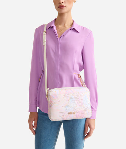 Tracolla reporter in tessuto goffrato stampa Geo Dots Art Alviero Martini Prima Classe