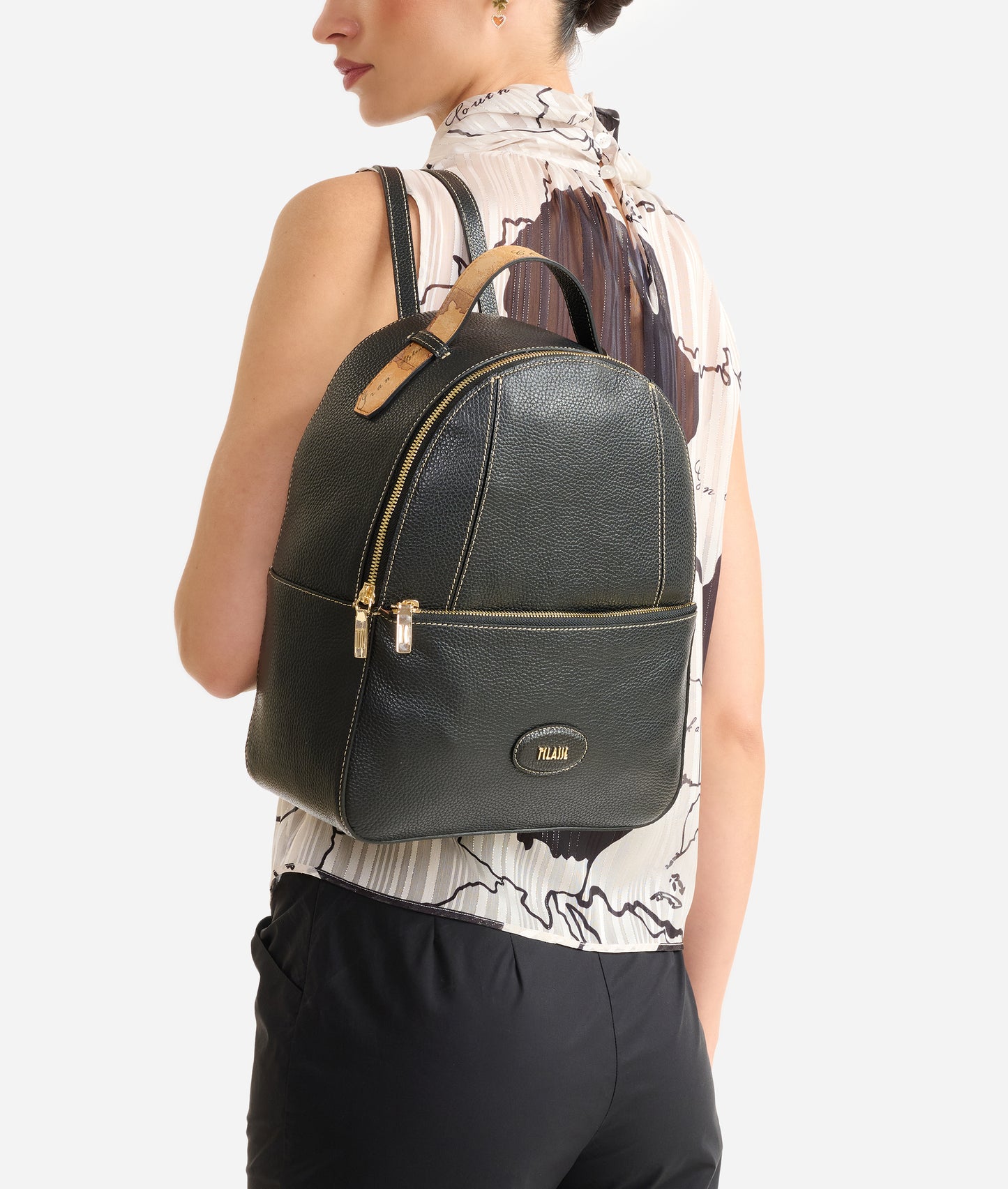 Zaino medio donna in pelle granata Nero Rodeo Leather - Alviero Martini Prima Classe