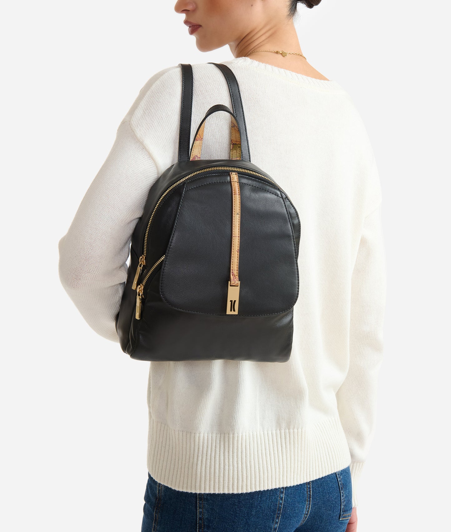 Zaino medio donna in pelle nappata Nero - Talisman Leather - Alviero Martini Prima Classe