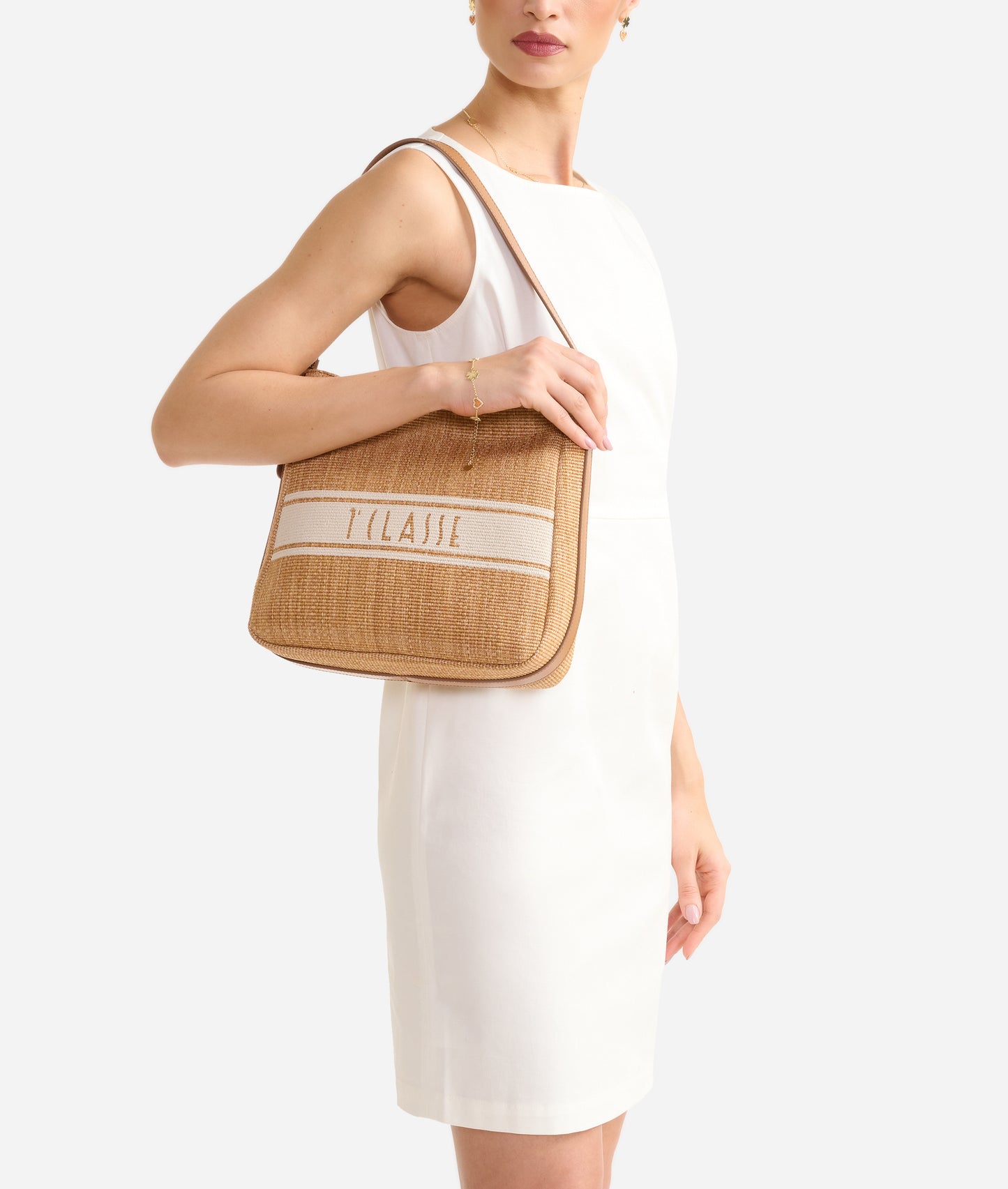 Borsa sottospalla in tessuto effetto rafia - Rafia Coast - Alviero Martini Prima Classe