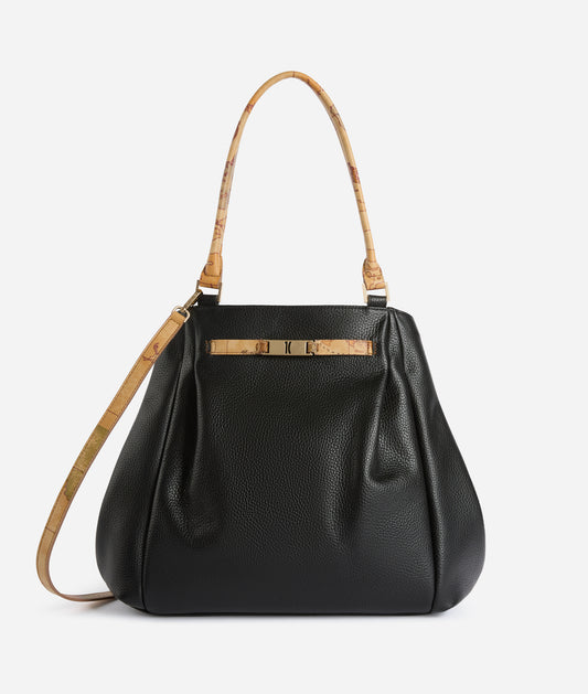 Borsa shopping grande in pelle granata Nero - Country Bag - Alviero Martini Prima Classe