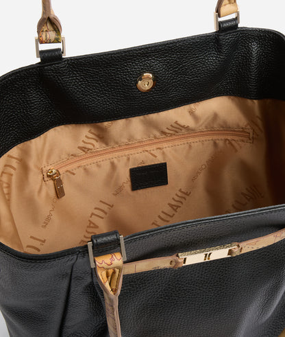 Borsa shopping grande in pelle granata Nero - Country Bag - Alviero Martini Prima Classe