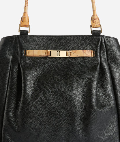 Borsa shopping grande in pelle granata Nero - Country Bag - Alviero Martini Prima Classe