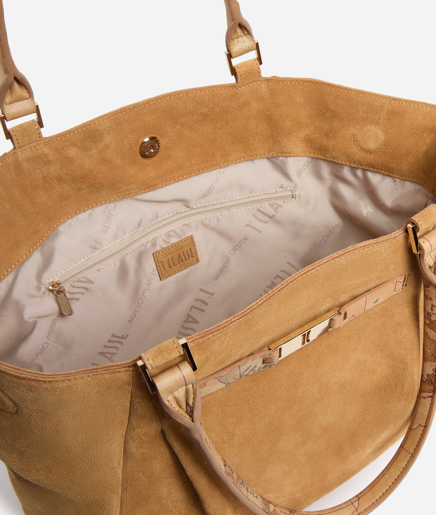 Borsa shopping grande in pelle scamosciata Cuoio - Country Bag - Alviero Martini Prima Classe