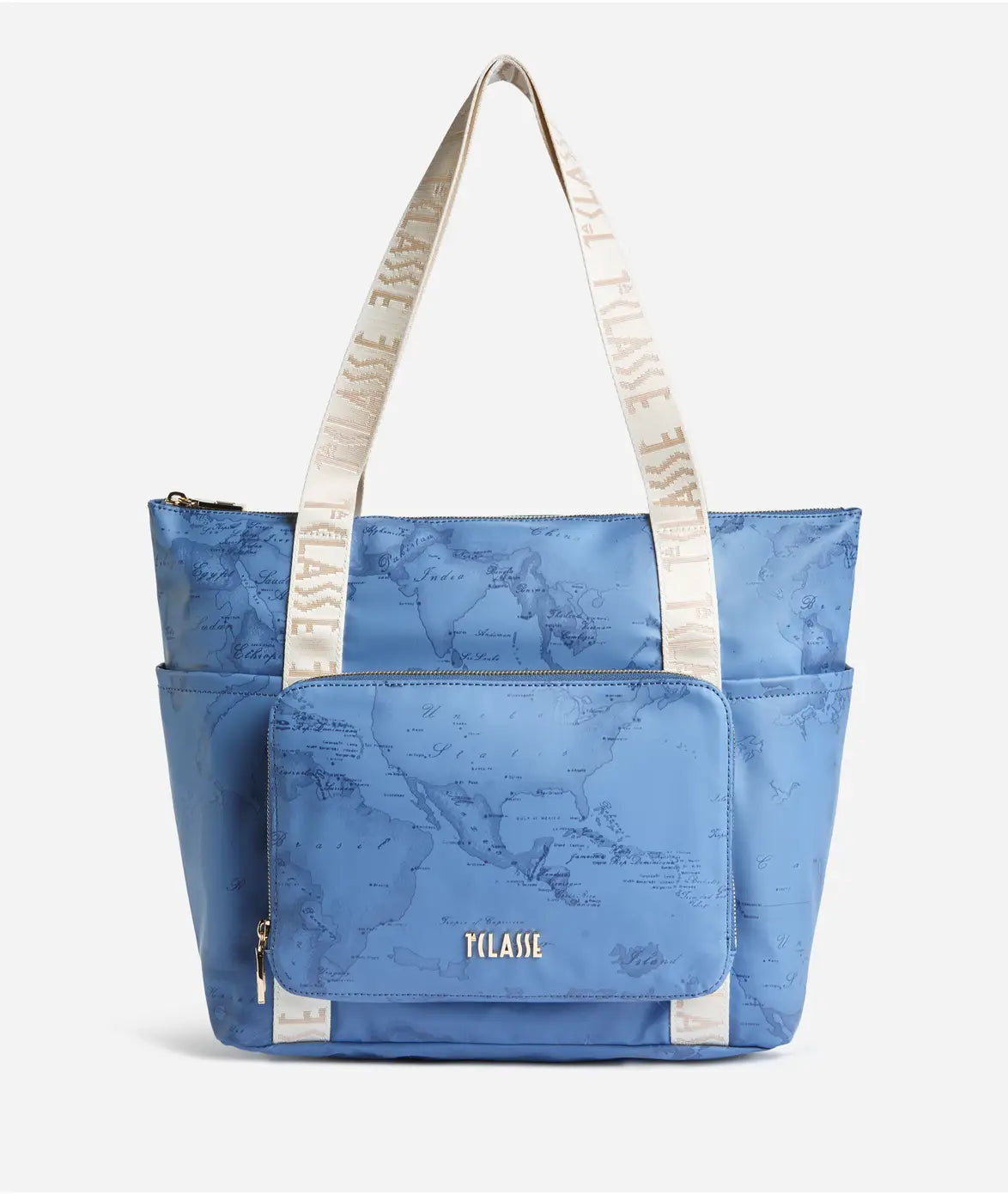 Borsa shopping ripiegabile in tessuto soft stampa Geo Color Jeans