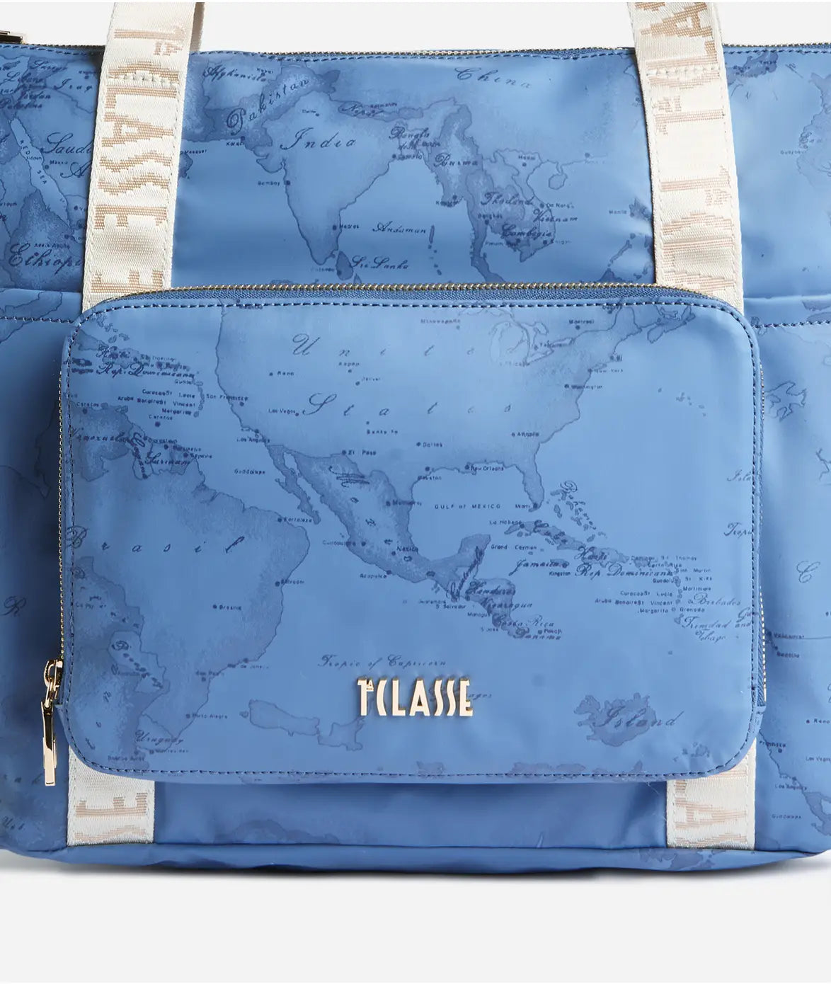 Borsa shopping ripiegabile in tessuto soft stampa Geo Color Jeans