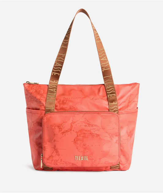Borsa shopping ripiegabile in tessuto soft stampa Geo Color Aragosta