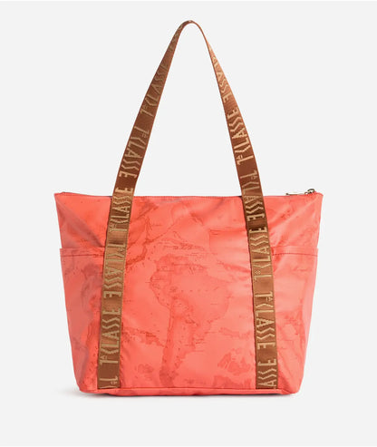 Borsa shopping ripiegabile in tessuto soft stampa Geo Color Aragosta