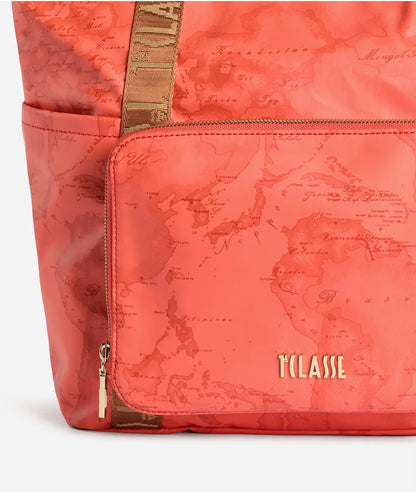 Borsa shopping ripiegabile in tessuto soft stampa Geo Color Aragosta