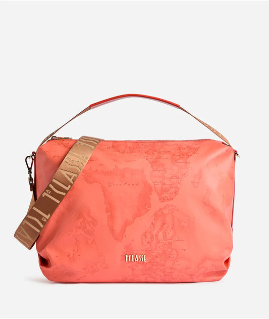 Borsa sottospalla in tessuto soft stampa Geo Color Aragosta