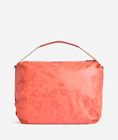 Borsa sottospalla in tessuto soft stampa Geo Color Aragosta