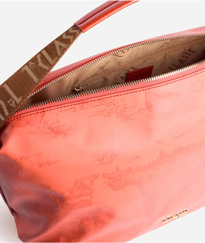 Borsa sottospalla in tessuto soft stampa Geo Color Aragosta