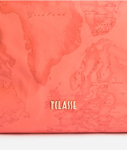 Borsa sottospalla in tessuto soft stampa Geo Color Aragosta