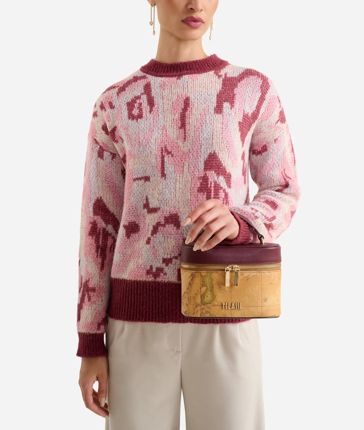 Borsa a tracolla Treasure Bag tracollina vanity Geo Classic e Burgundy - Alviero Martini Prima Classe
