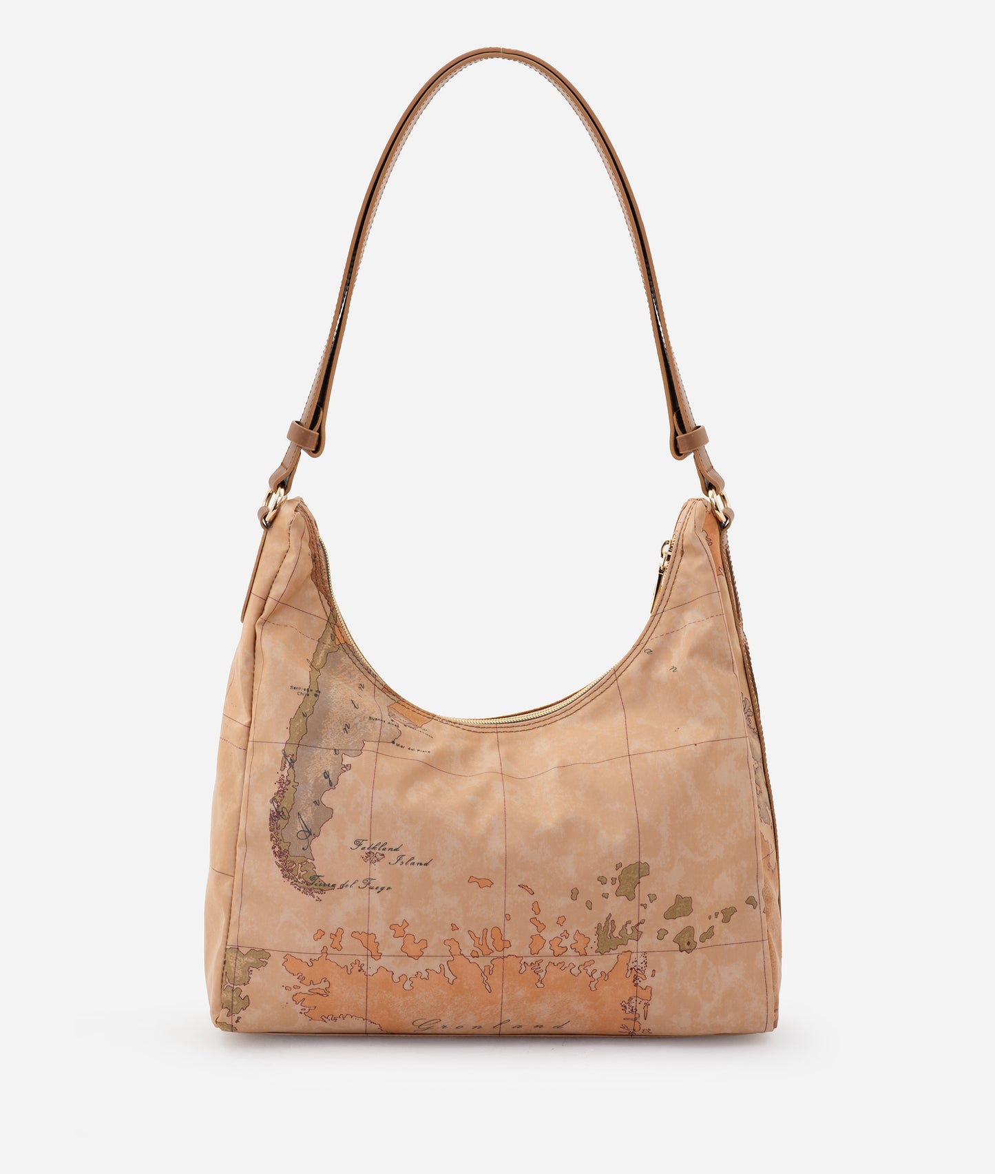 Borsa sottospalla in tessuto soft stampa Geo Classic Cuoio - Soft Petals - Alviero Martini Prima Classe