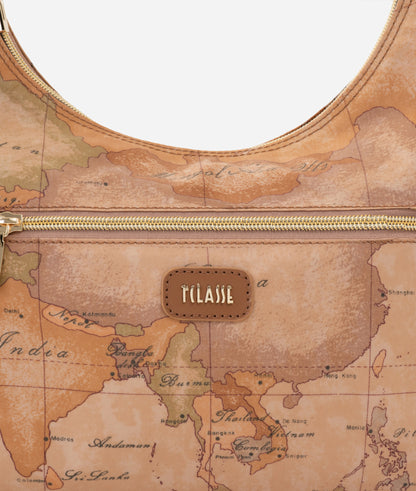 Borsa sottospalla in tessuto soft stampa Geo Classic Cuoio - Soft Petals - Alviero Martini Prima Classe