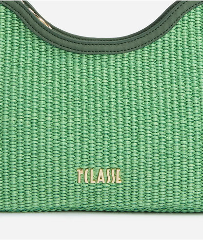 Borsa sottospalla in rafia intrecciata verde - Sunny Rafia - Alviero Martini Prima Classe