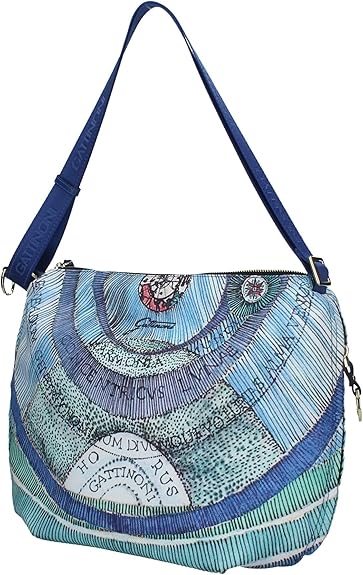 Borsa a tracolla mezza luna espandibile - Maya - Acquamarine- Gattinoni