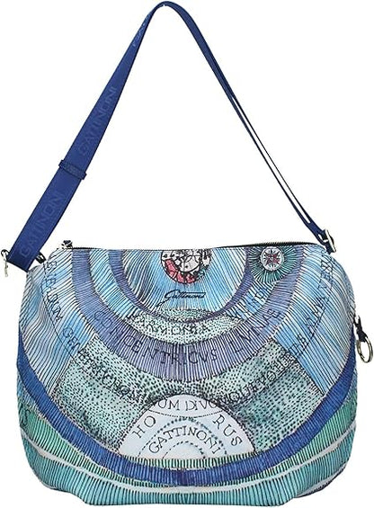 Borsa a tracolla mezza luna espandibile - Maya - Acquamarine- Gattinoni