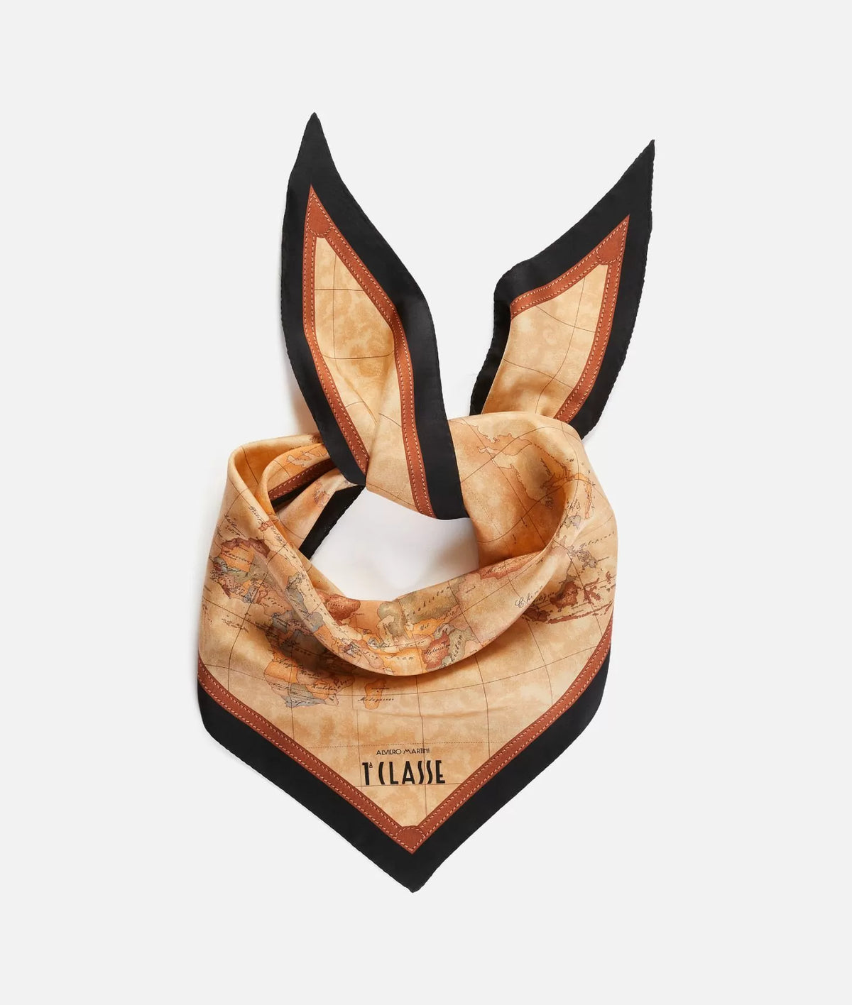 Foulard Carré ALVIERO MARTINI En Soie 100% Vert | Vintage Le Monde | 67x69 Cm | Occasion