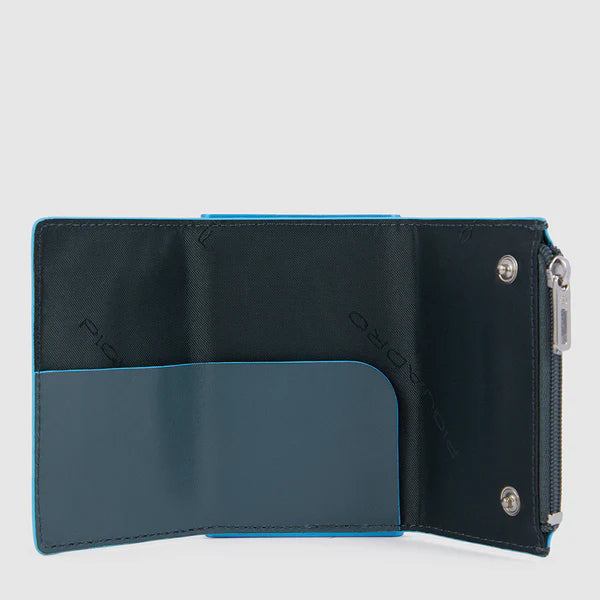 Portafogli compact eject banconote e monete  con Rfid - Blue Square - Piquadro