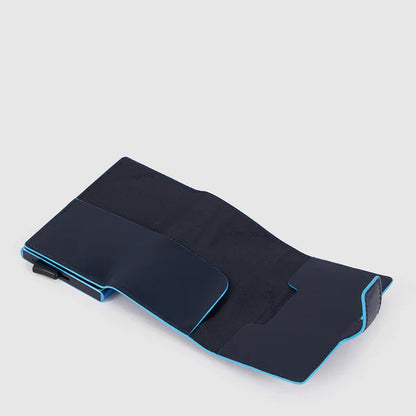 Portafoglio compact eject in pelle con protezione Rfid interno blu - Blue Square -  Piquadro