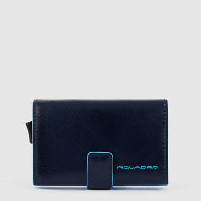 Portafoglio compact eject in pelle con protezione Rfid interno blu - Blue Square -  Piquadro