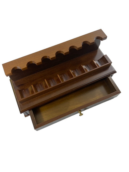 Porta pipe con cassetta in legno di noce  per 7 pipe - marrone