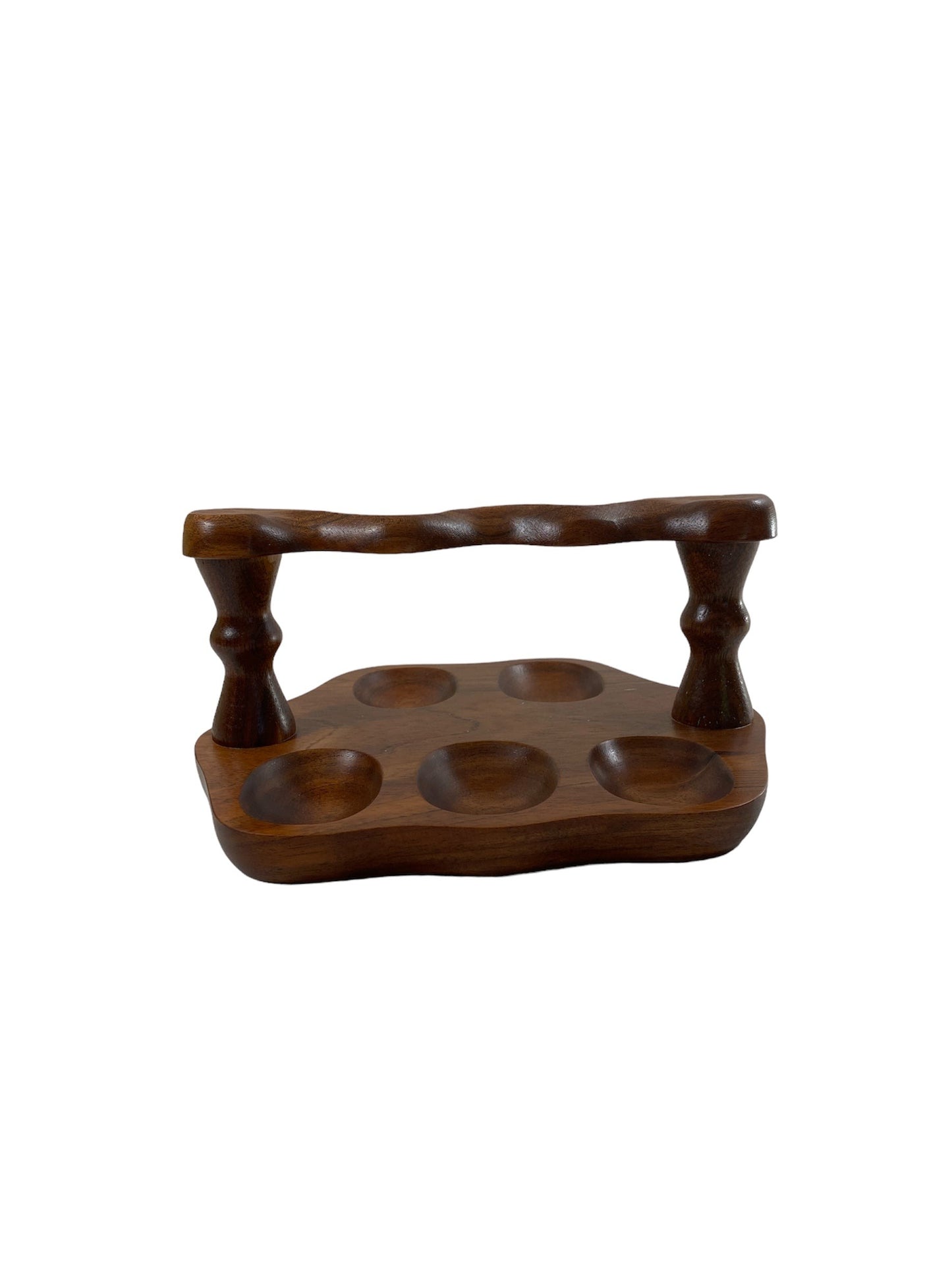 Porta pipe in legno con manico  - 5 pipe - marrone