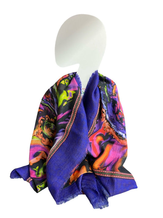 Scialle donna 130 x130 cm multicolore viola - Acquamarine Collection
