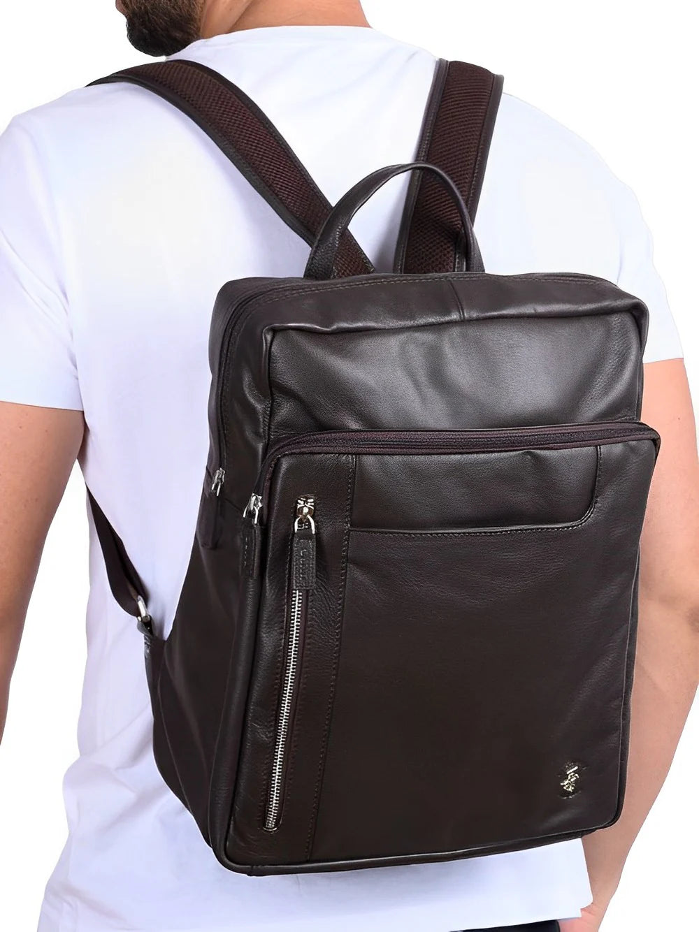 Zaino in pelle porta computer 14