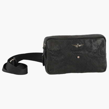 Bandoliera borsetto in pelle - Vintage - Aeronautica Militare nero