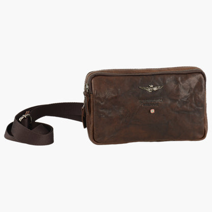 Bandoliera borsetto in pelle - Vintage - Aeronautica Militare marrone