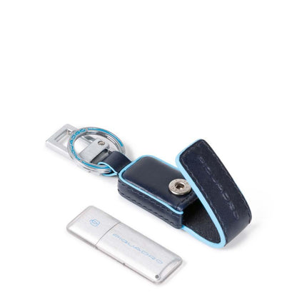 Portachiavi in pelle con chiavetta USB da 64GB Blue Square -Piquadro